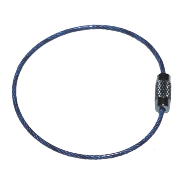 Teräslangasta valmistettu avaimenperä - halkaisija 50 mm - paksuus 1,5 mm - sininen Blue one size