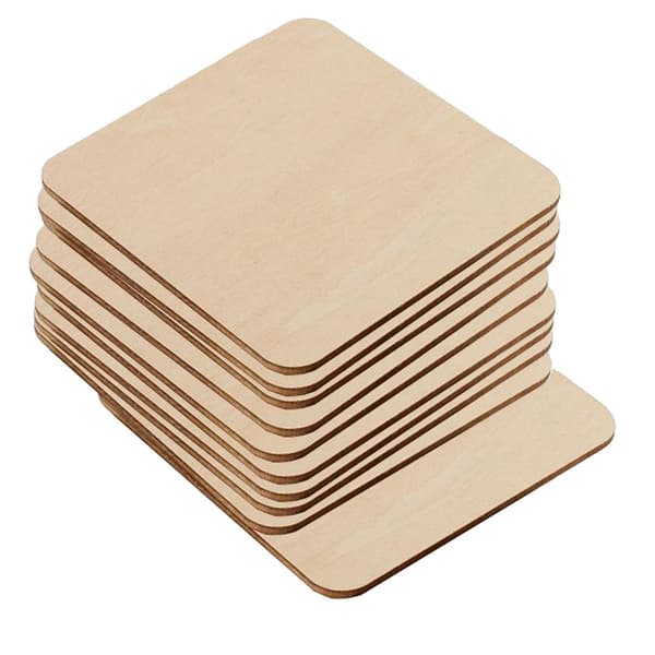 Tyhjät puiset lasinaluset tee-se-itse - 6 cm - 10 kpl pakkaus - Lasinaluset Brown