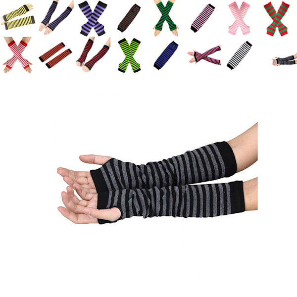 Armvarmere stripete, fingerløse og halvlange MultiColor one size