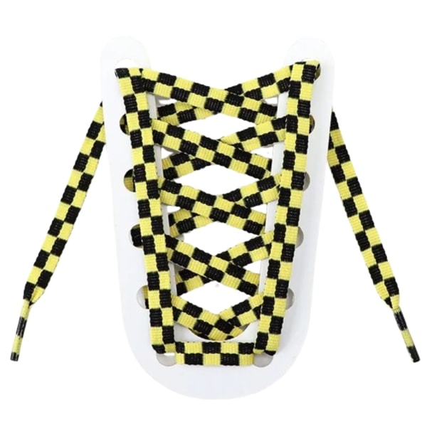 Skolisser - Sjakkbrettmønster - Flate [120 cm] - Gul/Hvit - Sneakers Yellow one size