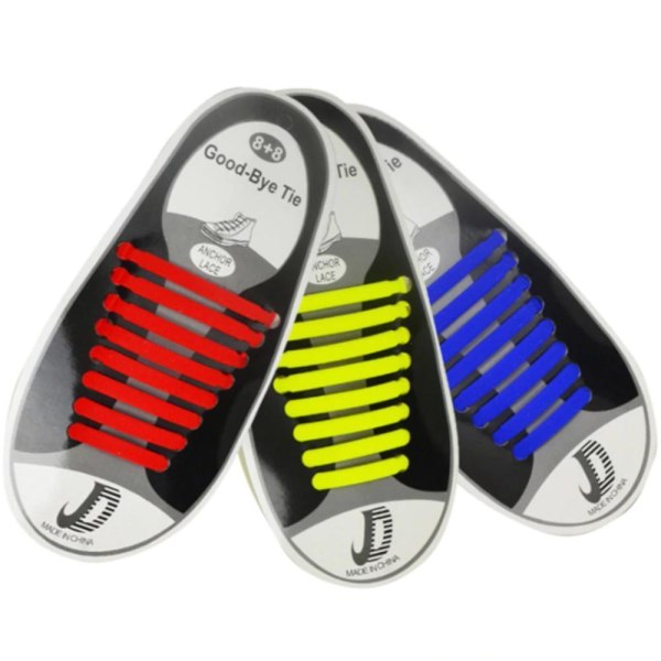 Lazy No-Tie skolisser - Silikon elastisk gummi - 8 par hull - Grå Grey one size