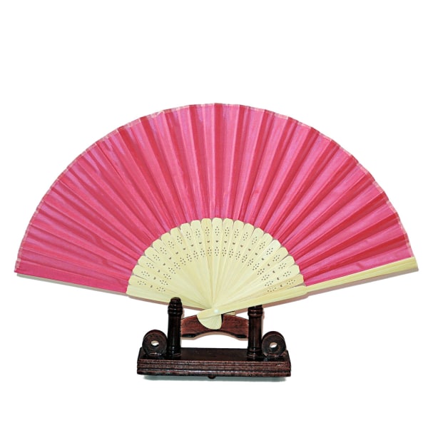 Ventilator - Solid rosa rød chiffon med træbund Cerise