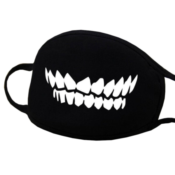 Ansiktsmask - Svart - Tänder - Maskerad Black one size