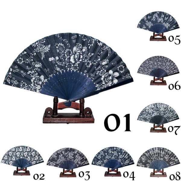 Solfjäder - Oriental Winds [Blå] - Blå/vit [4] Blå