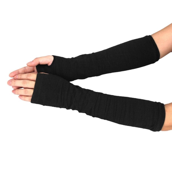 Armvarmere ensfarget, fingerløs og lang - svart [32 cm] Black one size