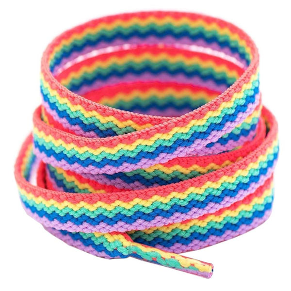 Skolisser - Regnbuefargede - Flate [120 cm] - Sikksakkmønster Multicolor one size