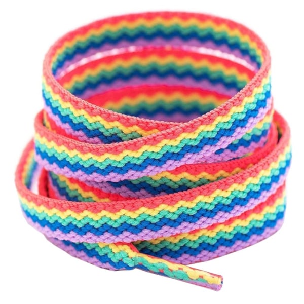 Snørebånd - Regnbue - Flad [120 cm] - Zig-zag Multicolor one size
