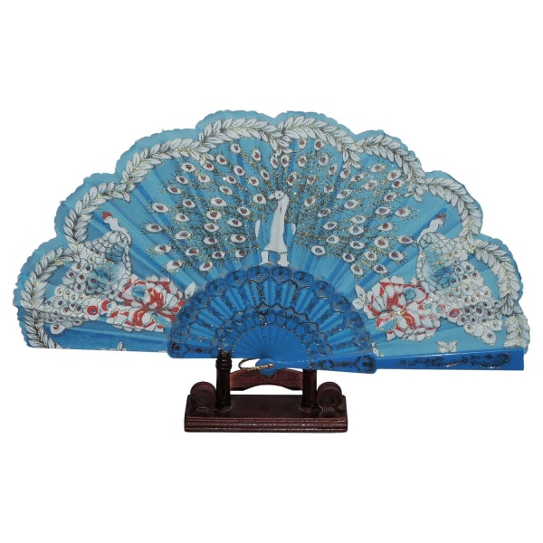 Ventilator - Glitter - Påfugl med plastikbund - Turkis Turquoise