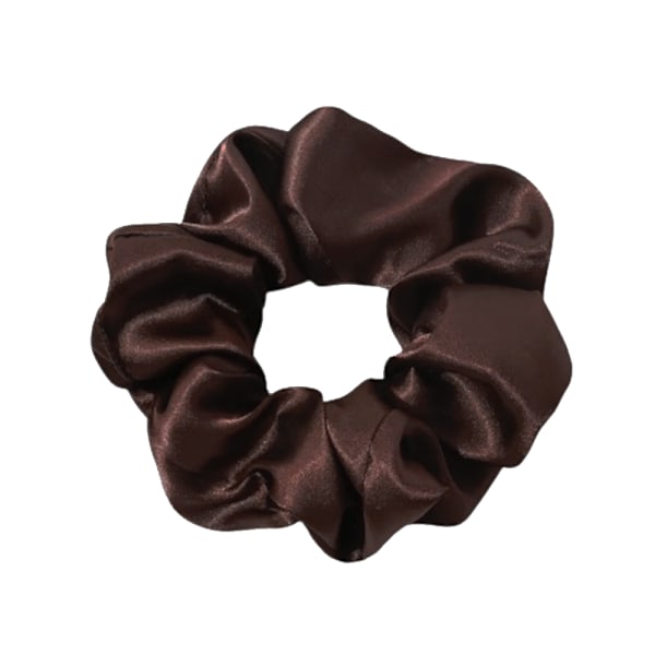 Hårsnodd - Scrunchie - Satin - 9cm - Brun Kaffe Brun