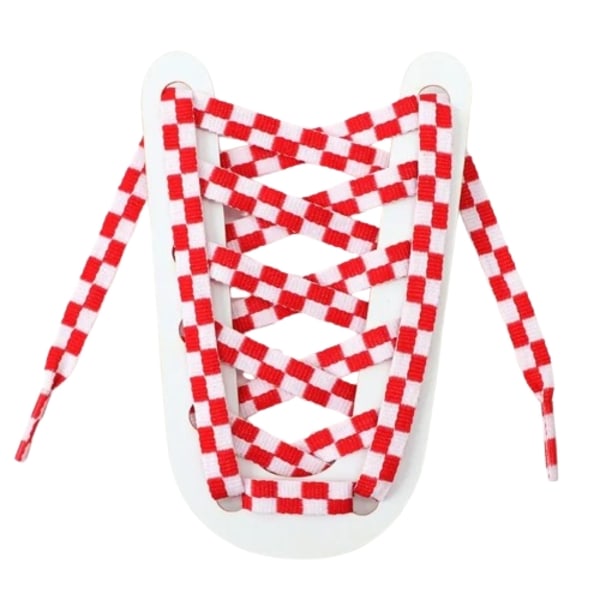Kengännauhat - Ruutukuvio - Litteät [120 cm] - Punainen/Valkoinen - Lenkkarit Red one size