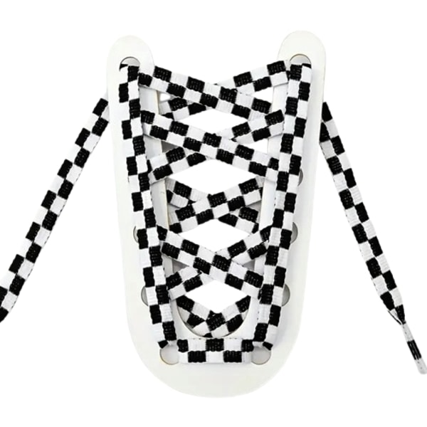 Skolisser - Sjakkbrettmønster - Flate [120 cm] - Sneakers - Flere fargevalg Black one size