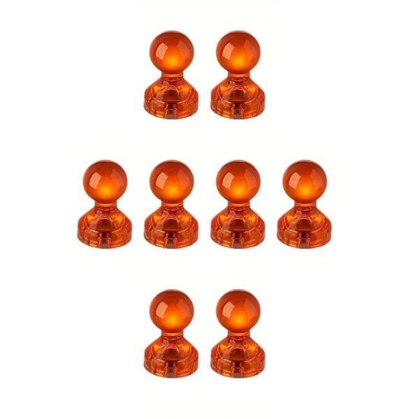 Køleskabsmagnet - Stiftmagnet - Akryl - 8stk - Orange Orange