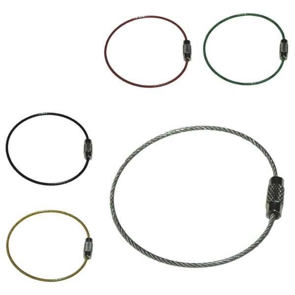 Nyckelring i ståltråd - Svart - 50mm diameter - 1,5mm tjocklek Black one size