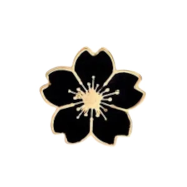 Brosch - Pin - Blomma - Svart Svart