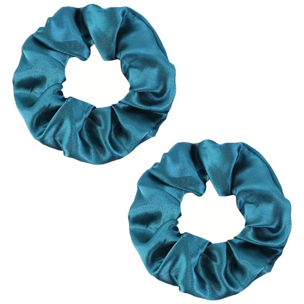 Hårsnodd - Teal turkos - Scrunchie - Satin - 9cm - Dubbelpack Turkos