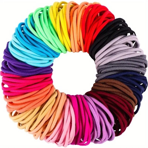Elastiske tynde hårbånd [27 mm] - Hårbånd - 100 stk. - Blandede lys farver Multicolor