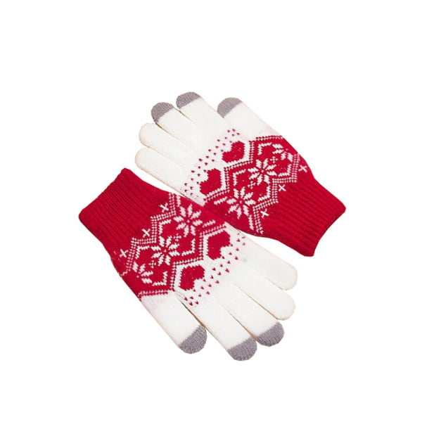 Älypuhelinhanskat, lumihiutale - valkoinen/punainen - kosketuskäsine MultiColor one size