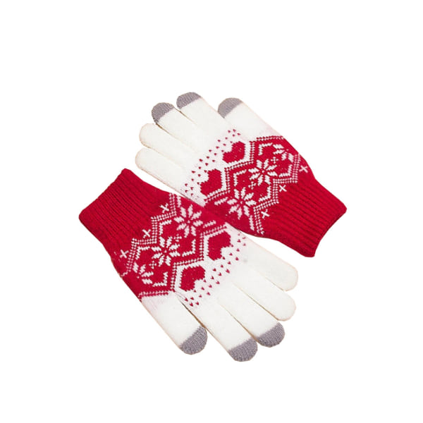 Smartphonehandskar, Snöflinga - Vit/röd - Touch Glove multifärg one size
