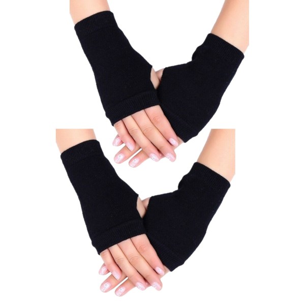 Firkantede handsker - Dobbeltpakke - Håndledsvarmere [15cm] - Sorte Black one size