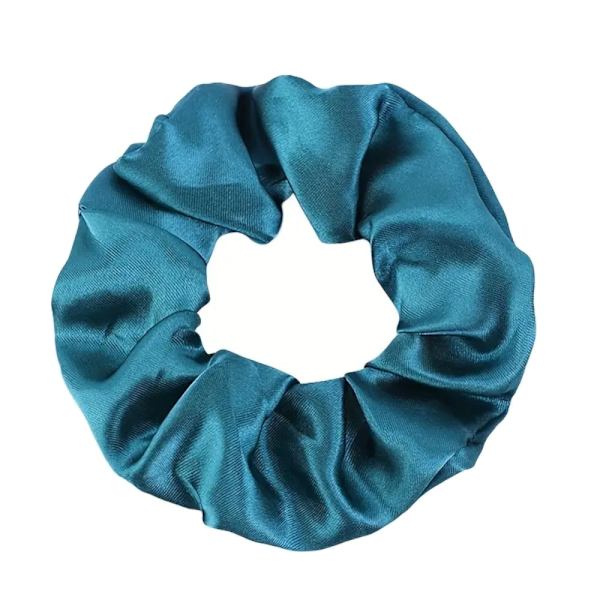 Hårbånd - Scrunchie - Satin - 9 cm - Blågrøn turkis Turquoise