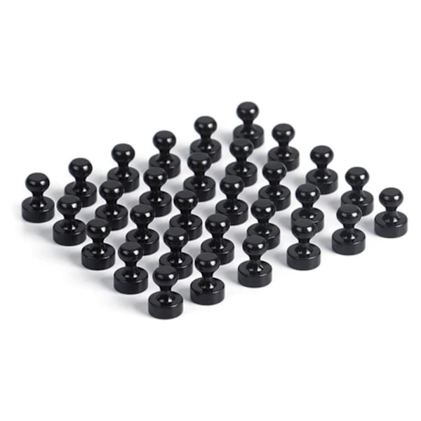 Pushpin magnet [Rund] - Sort - Køleskabsmagnet - Neodym - 4 stk Black