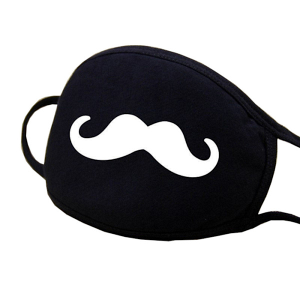 Ansigtsmaske - Sort - Overskæg - Maskerade Black one size