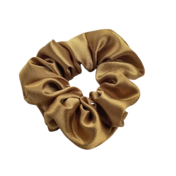 Hårsnodd - Scrunchie - Satin - 9cm - Ljusbrun Ljusbrun