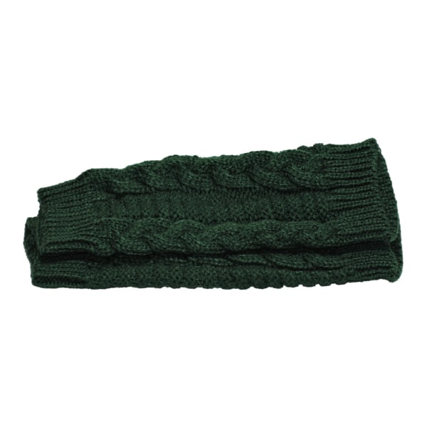 Armvarmer strikket, fingerløs og kort - Mørk grønn [20cm] - Hånd Green