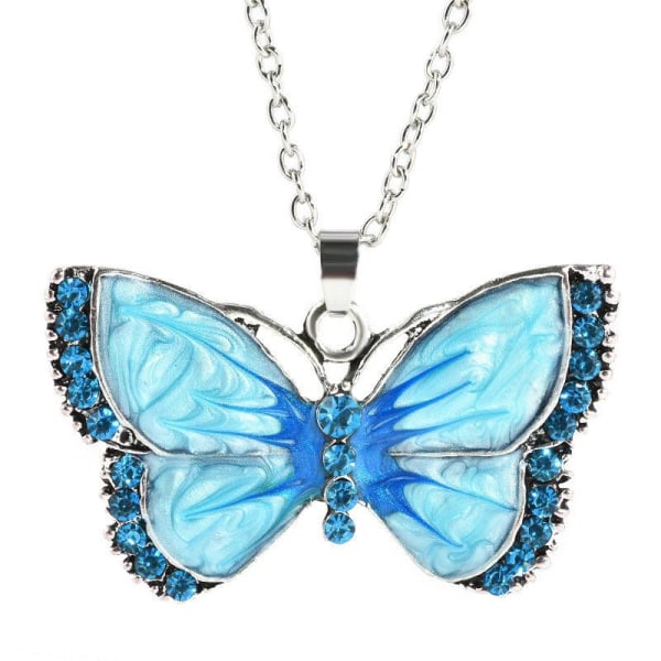 Halssmycke - Fjäril - Variant 1 med halsband Blue Blå 50cm