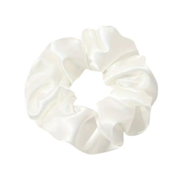 Hårbånd - Scrunchie - Satin - 12cm - Hvit White