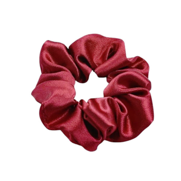 Hårsnodd - Scrunchie - Satin - 9cm - Mörkröd Mörkröd