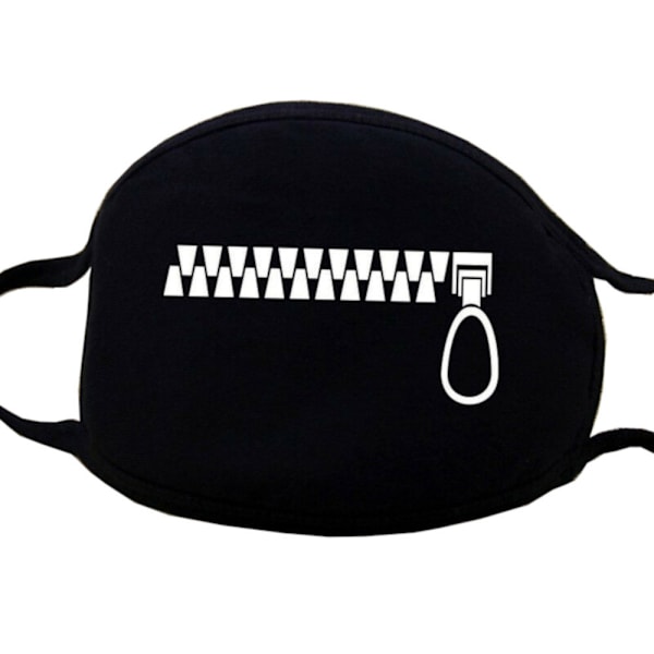 Ansigtsmaske - Sort - Lynlås lynlås - Maskerade Black one size