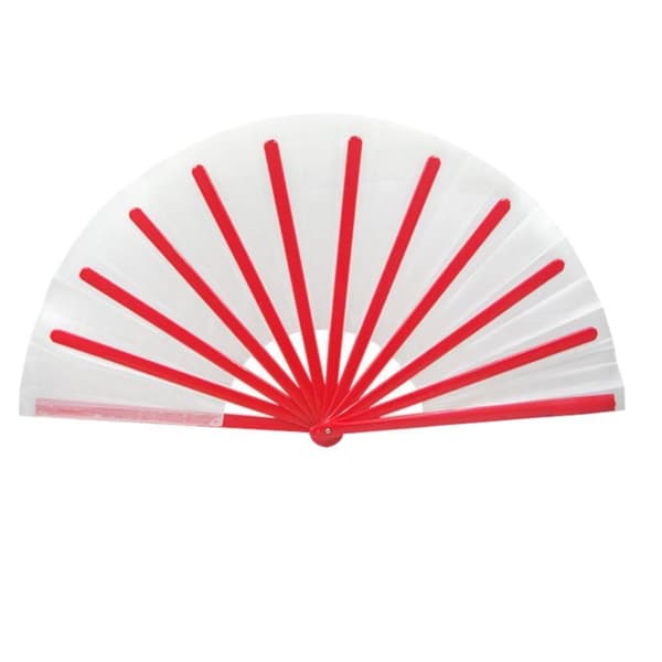 Hvit/rød - Solfjær - Ensfarget - Ekstra stor 33cm - Teater - Plastbase White