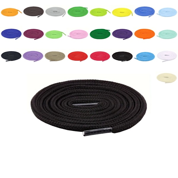 Kengännauhat - Pyöreät [150 cm] - Useita värivaihtoehtoja Black one size