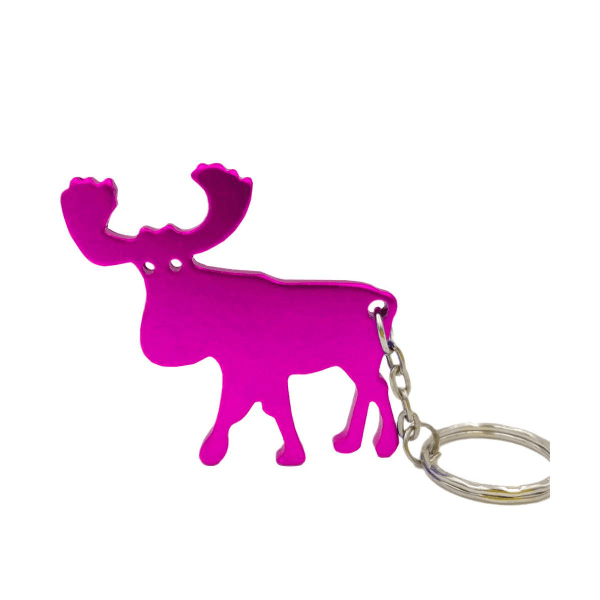 Nyckelring - Flasköppnare - Älg - Flera färgval Mörkrosa