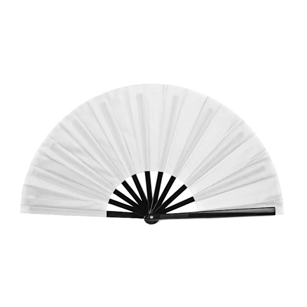Vit Solfjäder - Enfärgad - Extra stor 33cm - Teater - Plastbas Vit