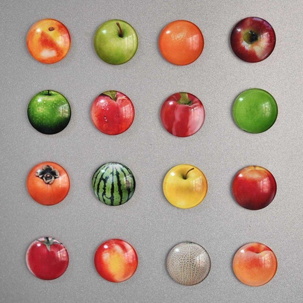 Kjøleskapsmagnet - Frukt og bær - Glass - 5-pakk Multicolor