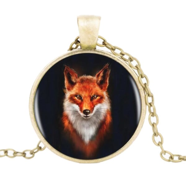 Halskæde i glas med motiv [K13] - Fox [Bronze] Bronze