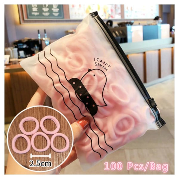 Joustavat hiuslenkit - Hiuspannat - 100 kpl - 25 mm - Vaaleanpunainen Pink