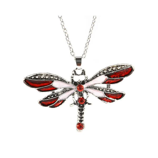 Halskæde - Rød guldsmede - 50cm halskæde Red Röd