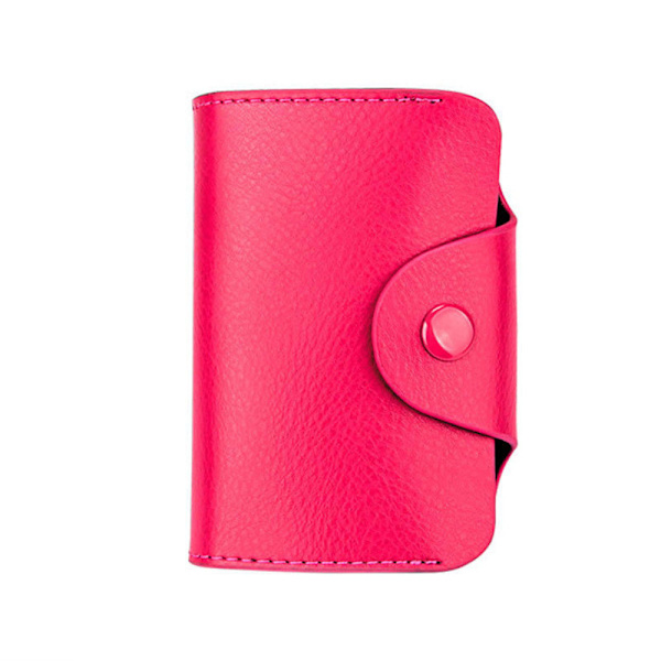 Nahkainen korttikotelo - 15 lokeroa - Vaaleanpunainen Pink Rosa