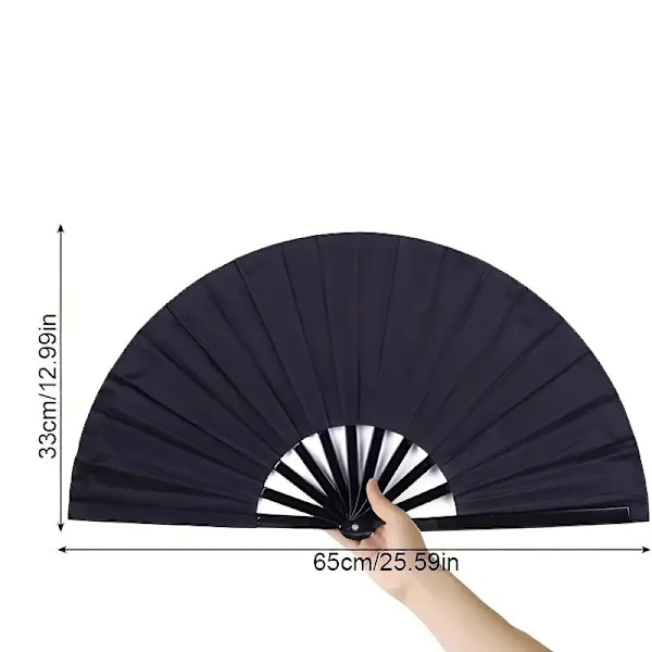 Solfjäder - Enfärgad - Extra stor 33cm - Teater - Plastbas - Flera färgval Svart