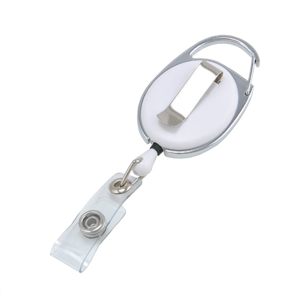 Vit Lanyard - Utdragbar Passerkort / Nyckelring - Jojo-funktion Vit