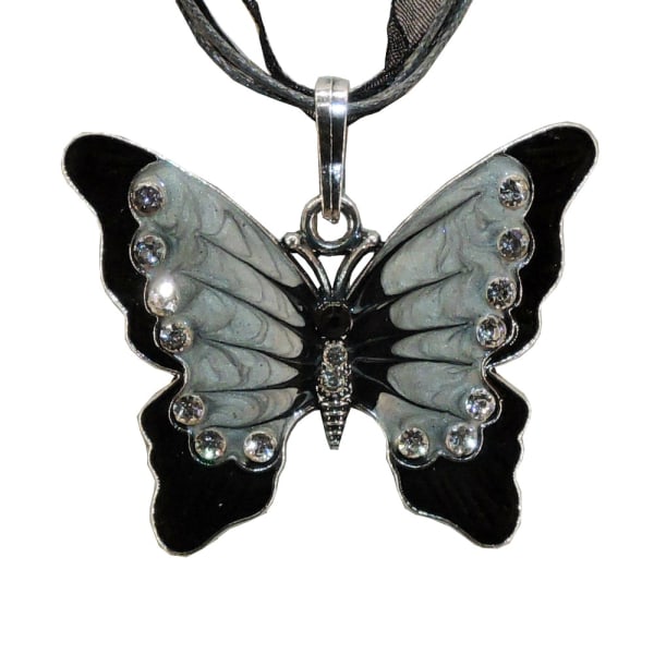 Halssmycke - Vit fjäril - Variant 3 med 42cm halsband Vit