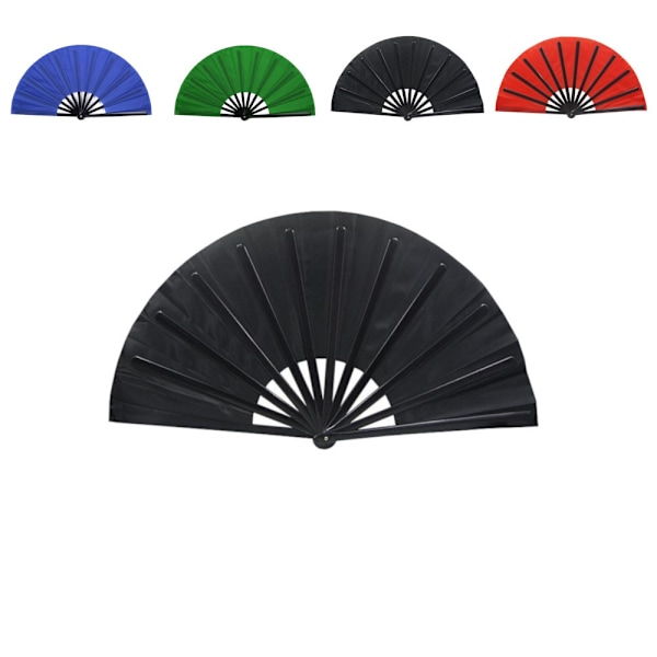 Solfjäder - Enfärgad - Extra stor 33cm - Teater - Plastbas - Flera färgval Svart