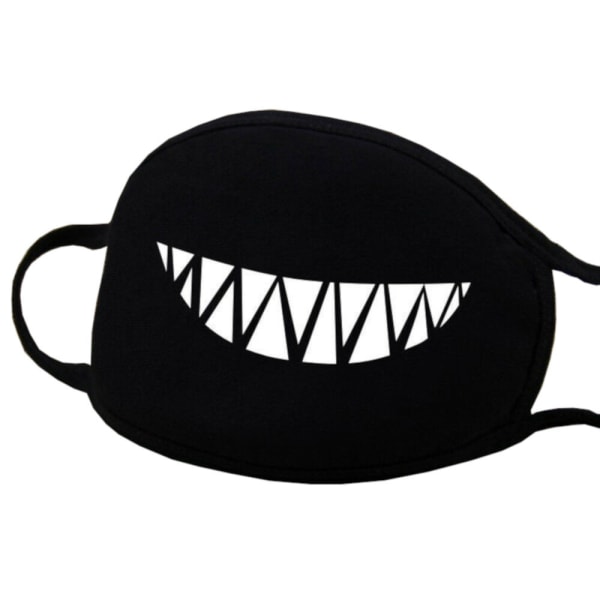 Ansiktsmask - Svart - Stor mun - Maskerad Black one size