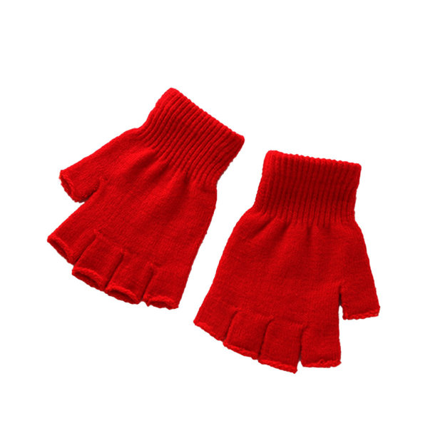 Firkantede handsker, korte og fingerløse - Rød Red one size
