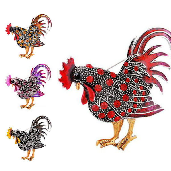 Broche - Hane - Flere farvevalg Red