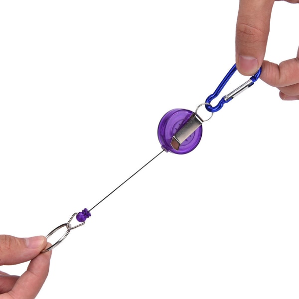 Nøgleholder med udtrækssnor - Lilla Purple
