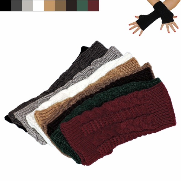 Armvarmer strikket, fingerløs og kort - Mørkebrun [20cm] - Hånd Dark brown